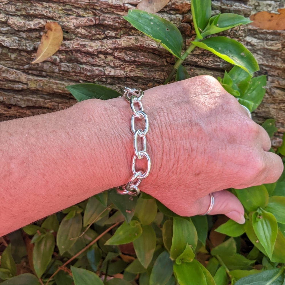 Large Chain Link Chainmail Bracelet - Argentium Sterling Silver (935)